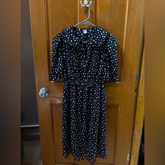 Marc Jacobs The Kat Dress Polka Dot Size 0 Peter Pan Collar Black & White - Picture 2 of 14